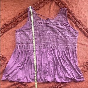 Lane Bryant dusty rose/mauve colored scoop neck lace tank size 26/28